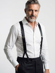 Bretelle nere AMANTEA in pura seta raso con clip e lacci