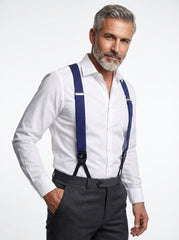 Bretelle in elastico a pois con clip e lacci Blu