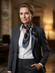 Foulard nero 70x70cm in seta stampata REINS