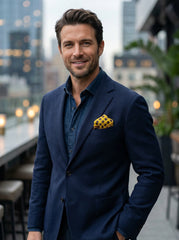 Fazzoletto da taschino giallo in lana e cashmere SAMBA