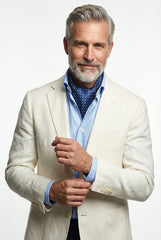 Ascot uomo in pura seta VADENA Blu/Bianco