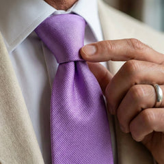 Cravatta 3 Pieghe DACCA in seta inglese stampata Lilla