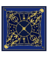 Foulard blu 90x90cm in seta stampata GOOD LUCK