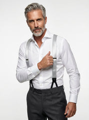 Bretelle grigio AMANTEA in puro raso con lacci e clip