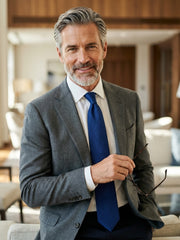 Cravatta 3 pieghe bluette FARMA in pura seta shantung