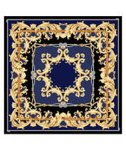 Blue scarf 90x90cm in PAINTING printed silk