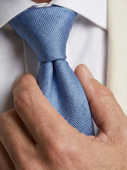 Cravatta 3 Pieghe celeste OCEAN seta tessuto