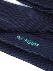 3 Fold Tie SEMANTICA in Dark Blue Silk Gauze Ad Maiora