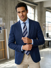 Cravatta 3 pieghe TITANIO seta jacquard blu scuro