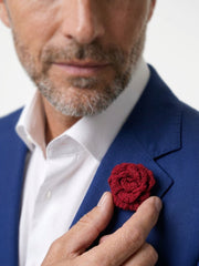 Piccolo fiore all'occhiello RUBINO Garza di seta-Rosso Scuro