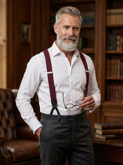 Bretella a Y in elastico con lacci in tessuto e clip ELASTIC Bordeaux