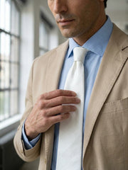 Cravatta 3 pieghe bianco in seta jacquard UNIVERS
