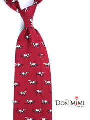 Cravatta rossa 3 Pieghe SEGUGIO in seta stampata inglese