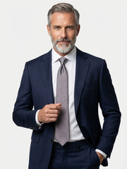 Cravatta 3 Pieghe grigio ARGENTIO seta tessuto