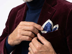 Fazzoletto da taschino blu in seta stampata PARDA
