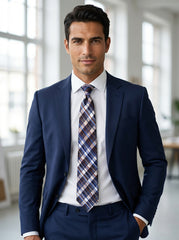 Cravatta 3 pieghe OLTREMARE seta jacquard blu