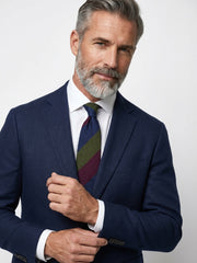 Cravatta 3 pieghe sfoderata blu/verde in seta shantung TRIGA