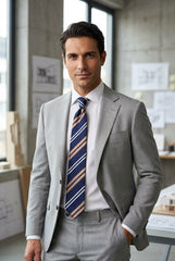 Cravatta 3 pieghe SERENO seta jacquard blu scuro