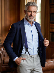 Bretelle in elastico a pois con clip e lacci Blu