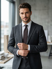 Cravatta marrone 3 Pieghe BIGOL in lana/seta