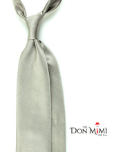 AMANTEA 7-fold unlined stone grey tie in pure satin silk
