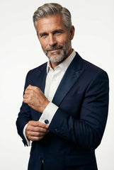 Gemelli da polso in pura seta raso BLU SCURO