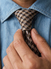 Cravatta 3 pieghe TERRA seta jacquard marrone