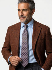 Cravatta grigio 3 Pieghe GASTONE in lana challis stampata inglese
