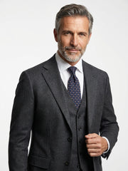 Cravatta 3 pieghe FIXI in seta stampata inglese blu navy
