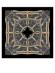 Foulard nero 90x90cm in seta stampata LADY BUGS