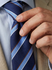 Cravatta 3 pieghe OLTREMARE seta jacquard blu