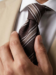 Cravatta 3 pieghe ROSARY seta\cotone marrone