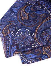Ascot doppia punta blu in seta stampata ACCIO