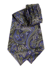 Ascot doppia punta blu/verde in seta stampata ACCIO
