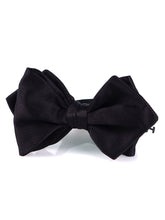 Papillon alto nero a punta già annodato AMANTEA in seta raso