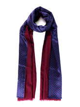 Sciarpa blu navy doppiata in seta\lana stampata ANTONI