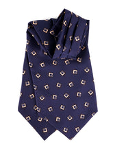 Ascot doppia punta blu navy in seta stampata DOMINO