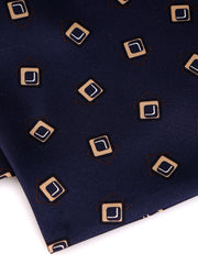 Ascot doppia punta blu navy in seta stampata DOMINO