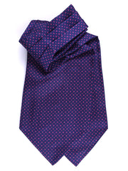 Ascot uomo blu/rosa doppia punta in seta stampata inglese CHIC