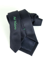 3 Fold Tie SEMANTICA in Dark Blue Silk Gauze Ad Maiora