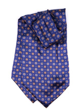 Ascot doppia punta blu in seta raso stampata BASTIK