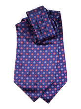 Ascot doppia punta blu in seta raso stampata BASTIK