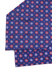 Ascot doppia punta blu in seta raso stampata BASTIK
