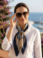 Foulard fantasia in grigio in pura seta stampata BERENIKE