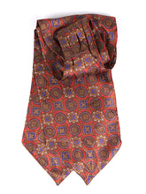 Ascot doppia punta arancione in seta raso stampata BOTTON