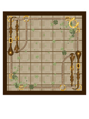 Foulard marrone 90x90cm in seta stampata QUADRIFOGLIO