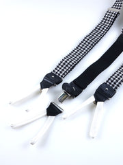 POULE Black Jacquard Silk Clip & Lace Hybrid Brace