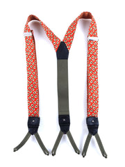 Bretella ibrida con clip e lacci in seta stampata inglese VINTAGE Arancione