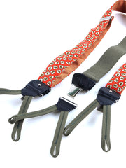 VINTAGE Orange English Printed Silk Clip & Lace Hybrid Brace