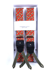 Bretella ibrida con clip e lacci in seta stampata inglese VINTAGE Arancione